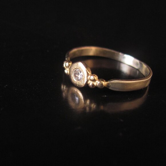 14K yellow gold ring set with 0.10ct diamond. Handmade UNIQUE Engagement ring - Picture 11 of 14